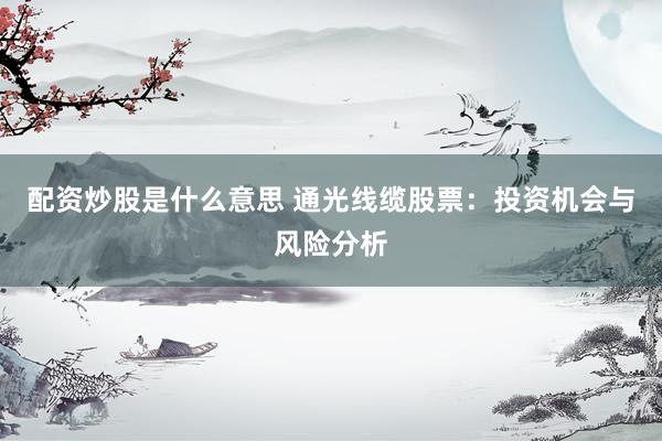 配资炒股是什么意思 通光线缆股票：投资机会与风险分析